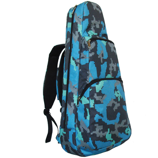 26" Tenor Pattern Print Ukulele Gig Bag Backpack (GRAY / LIGHT BLUE CAMOUFLAGE)