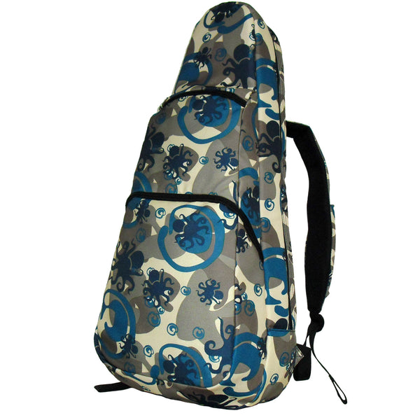 26" Tenor Pattern Print Ukulele Gig Bag Backpack (GRAY / NAVY OCTOPUS)
