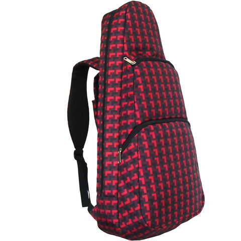 26" Tenor Pattern Print Ukulele Gig Bag Backpack (BLACK / RED L PATTERN)