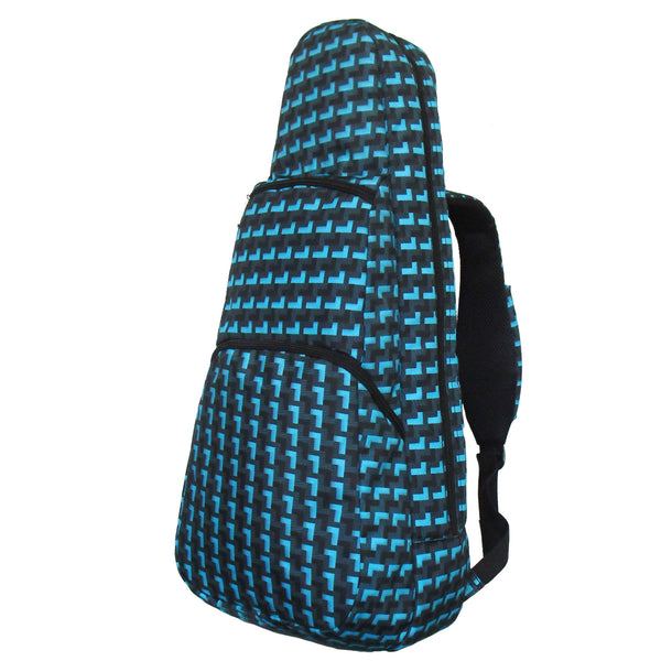 26" Tenor Pattern Print Ukulele Gig Bag Backpack (DARK GRAY / LIGHT BLUE L PATTERN)