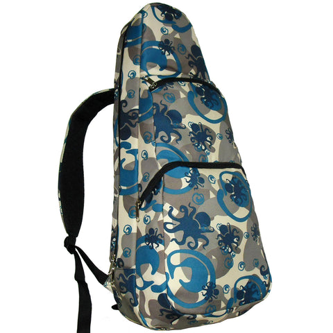 26" Tenor Pattern Print Ukulele Gig Bag Backpack (GRAY / NAVY OCTOPUS)