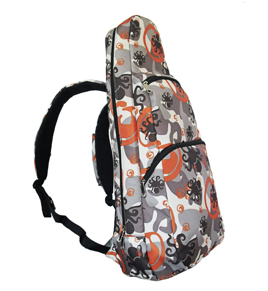 26" Tenor Pattern Print Ukulele Gig Bag Backpack (LIGHT BROWN / BROWN OCTOPUS )