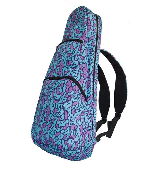 26" Tenor Pattern Print Ukulele Gig Bag Backpack (SKY BLUE / PINK LETTERS)