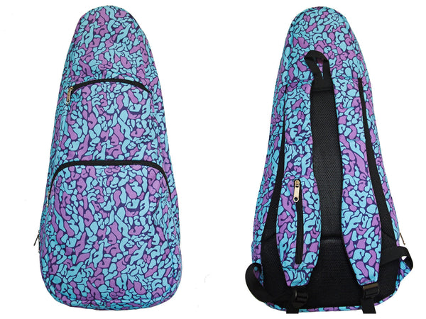 26" Tenor Pattern Print Ukulele Gig Bag Backpack (SKY BLUE / PINK LETTERS)