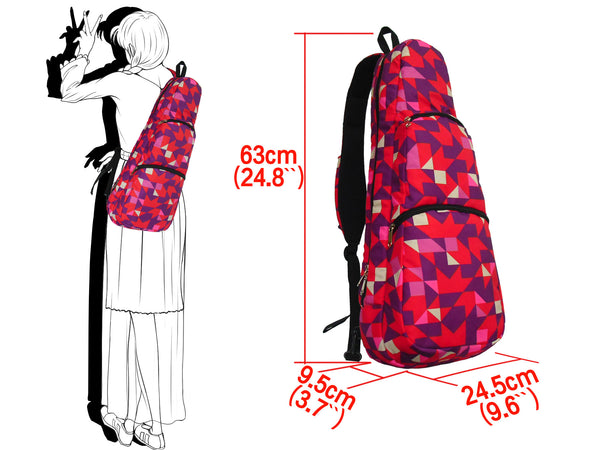 24” Concert Pattern Print Ukulele Sling Gig Bag (PURPLE/ RED SWALLOW TAILS)
