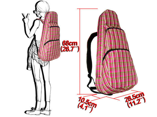 26" Tenor Pattern Print Ukulele Gig Bag Backpack (RED / WHITE CHECKER)