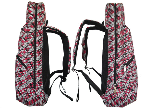 26" Tenor Pattern Print Ukulele Gig Bag Backpack (GRAY / RED DIAMONDS)