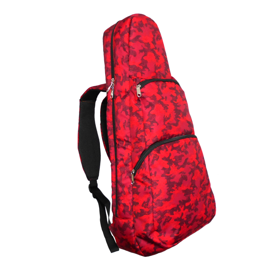 26" Tenor Pattern Print Ukulele Gig Bag Backpack (Red Camouflage)