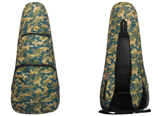 26" Tenor Pattern Print Ukulele Gig Bag Backpack (Light Yellow Dark Green Camouflage)