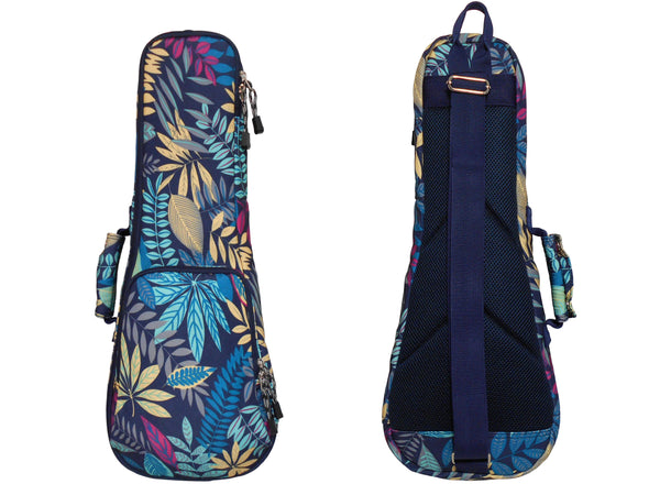 21" Soprano Summer Tropical Leaves Print Ukulele Sling Gig Bag Sling Bag (BLUE MULTI COLORS)