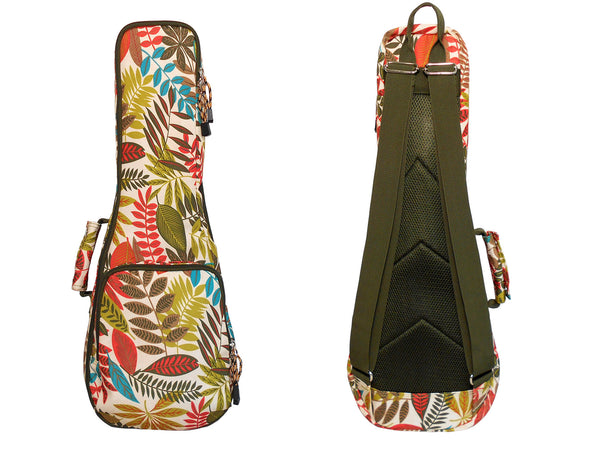 23" Concert Summer Tropical Leaves Print Ukulele Sling Gig Bag Backpack (GREEN MULTI COLORS)