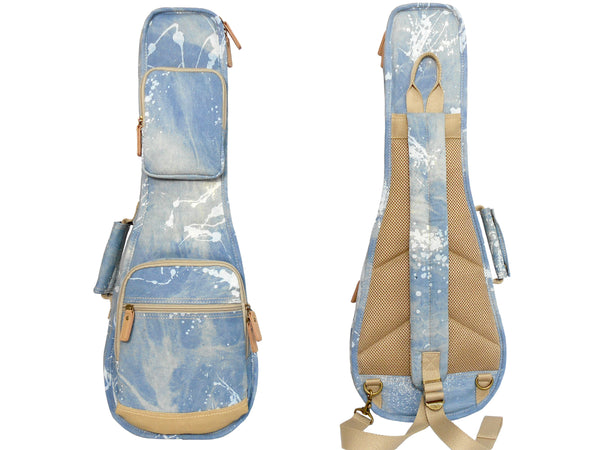 23" Concert Splash Paint Denim Custom Fit Stylish Ukulele Gig Bag (LIGHT BLUE)