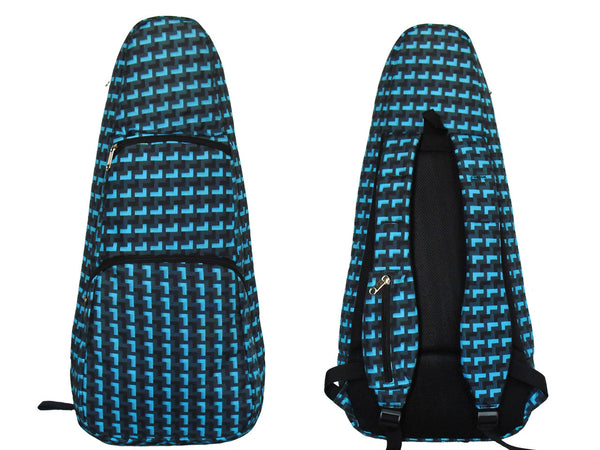 26" Tenor Pattern Print Ukulele Gig Bag Backpack (DARK GRAY / LIGHT BLUE L PATTERN)