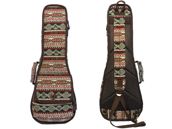 23" Concert Bohemia Pattern Tribal Fabric Ukulele Gig Bag (GREEN MULTI COLORS)