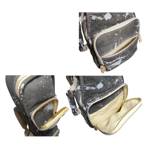 26" Tenor Splash Paint Denim Custom Fit Stylish Ukulele Gig Bag Backpack (BLACK)
