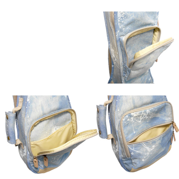 26" Tenor Splash Paint Denim Custom Fit Stylish Ukulele Gig Bag Backpack (LIGHT BLUE)
