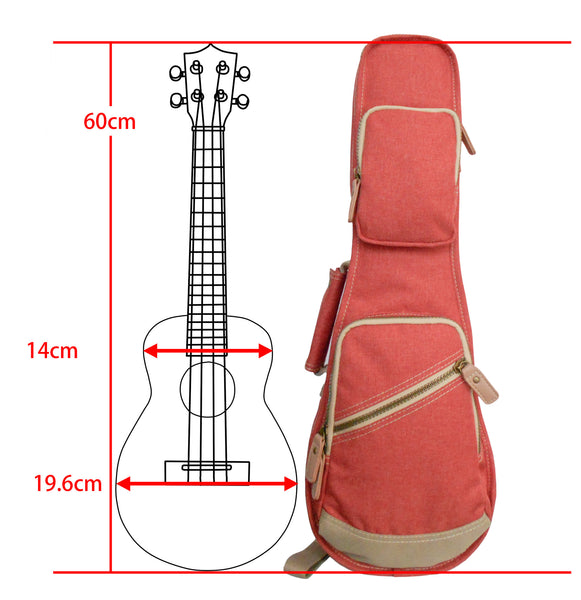 23" Concert Custom Fit Stylish Polyester Ukulele Gig Bag(SALMON COLOR)